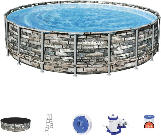Каркасный бассейн Bestway Power Steel Камень 56883 (610x132)