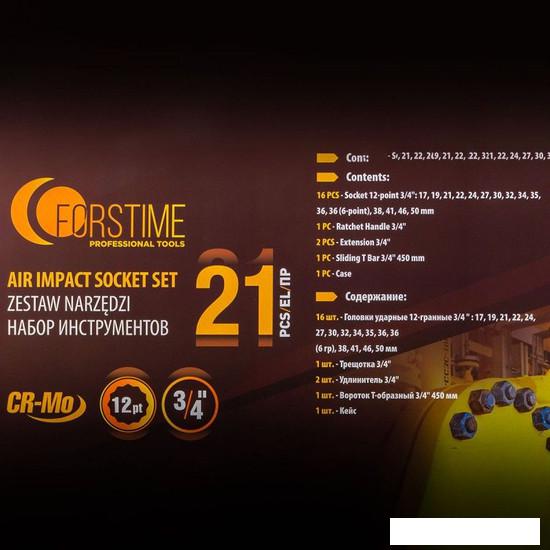 Набор трещотка с головками Forstime FT-6212-9MPB (21 предмет)- фото4
