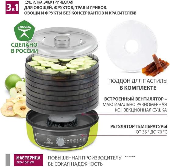 Сушилка для овощей и фруктов Мастерица EFD-1001VM (оливковый/серый)- фото2