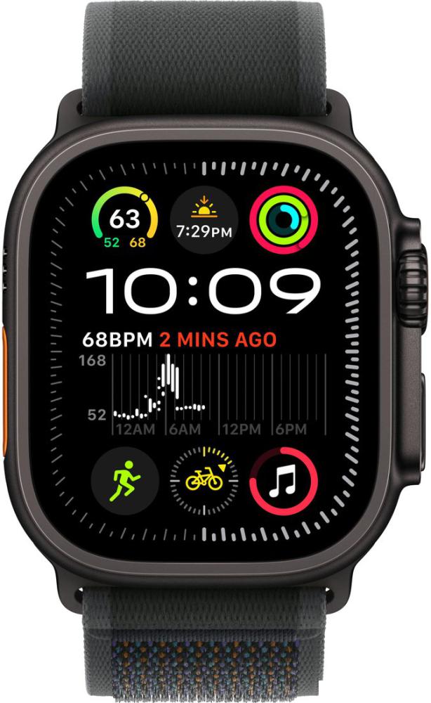Умные часы Apple Watch Ultra 2 LTE 49 мм (титановый корпус, черный/черный, нейлоновый ремешок S/M)- фото2