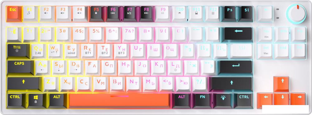 Клавиатура JEGG ZA87 Pro White Black Orange (TNT Yellow)- фото2