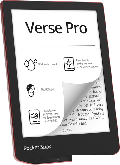Электронная книга PocketBook A4 634 Verse Pro (страстно-красный)- фото4