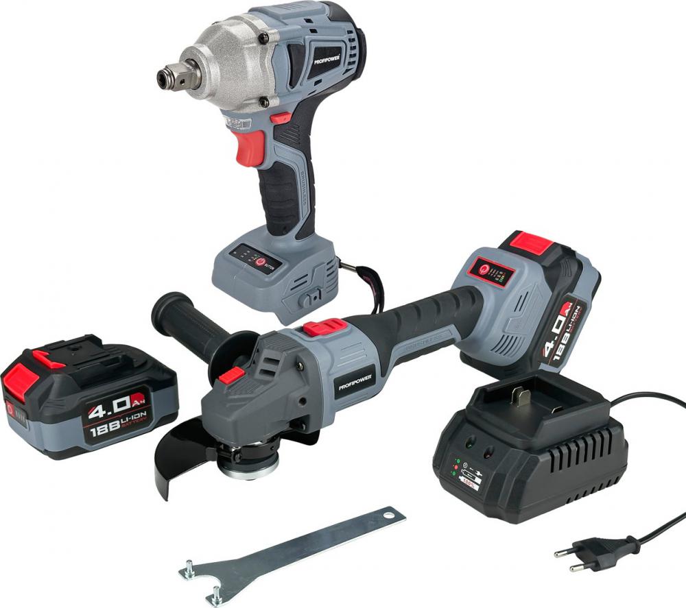 Profipower DTW-18V + MKDGA-18V (шуруповерт, болгарка, 2 АКБ, кейс)- фото