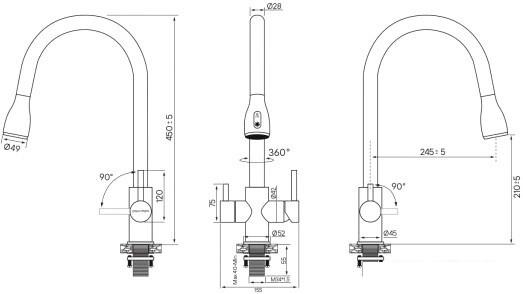 Смеситель Paulmark Lange La214212-418 (черный металлик)- фото3