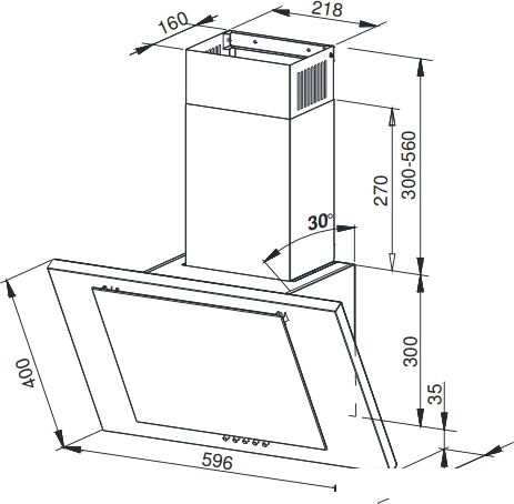 Кухонная вытяжка Weissgauff Gamma 60 PB BL LED- фото2