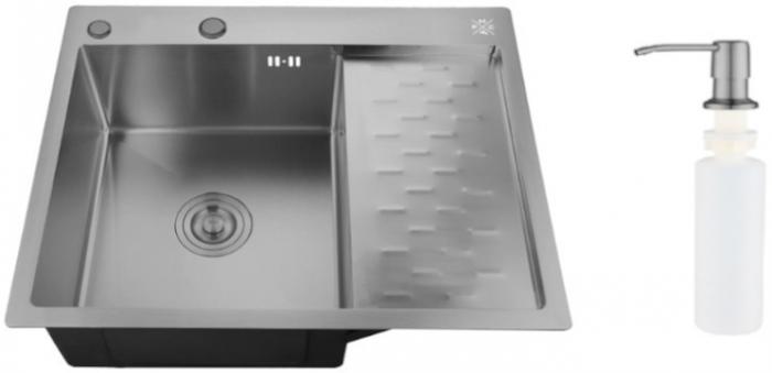 Кухонная мойка РМС MRK-6350BL-L (с дозатором)- фото