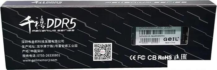Оперативная память GeIL Pristine 16ГБ DDR5 5600МГц GP516GB5600C38SC- фото2
