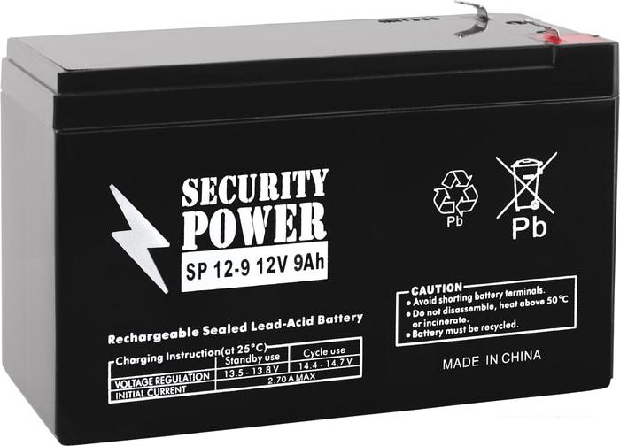 Аккумулятор для ИБП Security Power SP 12-9 F1 (12В/9 А·ч)- фото