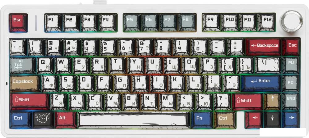 Клавиатура AULA F75 (Comic Keycap, Leobog Graywood V3)
