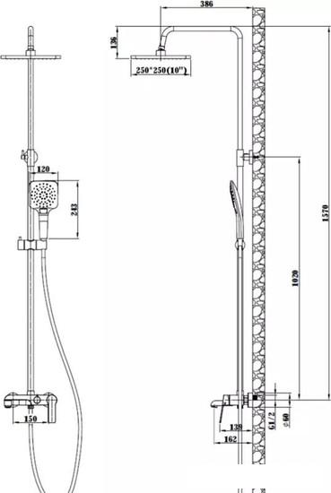 Душевая система  Esko Singapore Black ST300BL- фото2