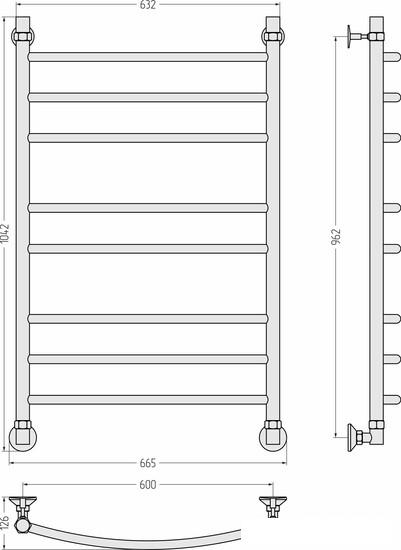 Полотенцесушитель Сунержа Аксиома-20 100x60 00662-1060- фото3