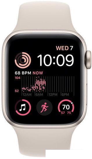 Умные часы Apple Watch SE 2 40 мм (алюминиевый корпус, звездный свет/звездный свет, спортивный силиконовый ремешок S/M)- фото3