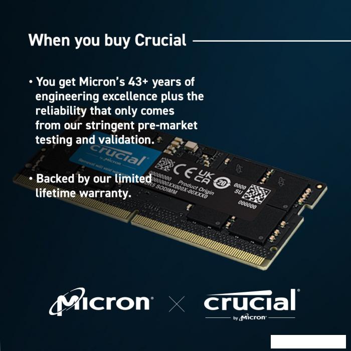 Оперативная память Crucial 16ГБ DDR5 SODIMM 5600МГц CT16G56C46S5- фото3