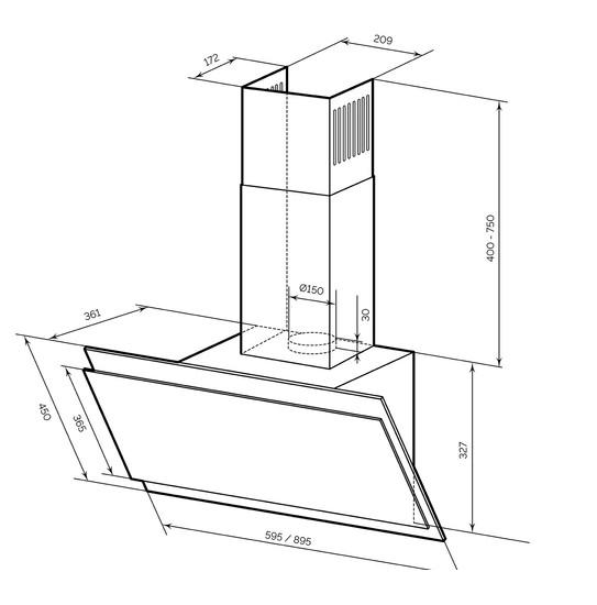 Кухонная вытяжка LEX Furia 900 (слоновая кость)- фото2