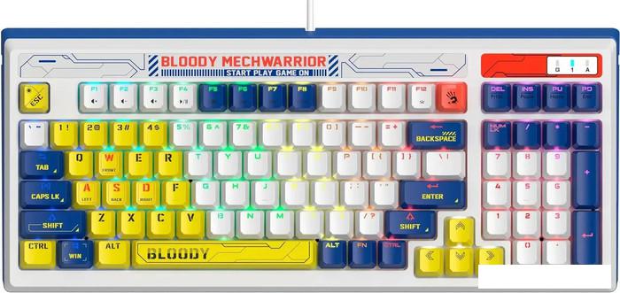 Клавиатура A4Tech Bloody B950 (белый/синий, Light Strike Libra Brown)- фото