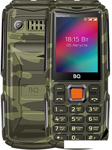 Кнопочный телефон BQ BQ-2410L Tank Power 4G (зеленый камуфляж)- фото