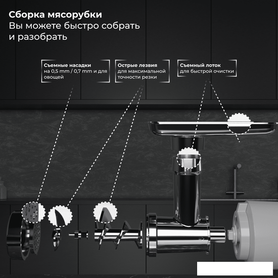 Мясорубка SATE RT-125 (серебристый)- фото3