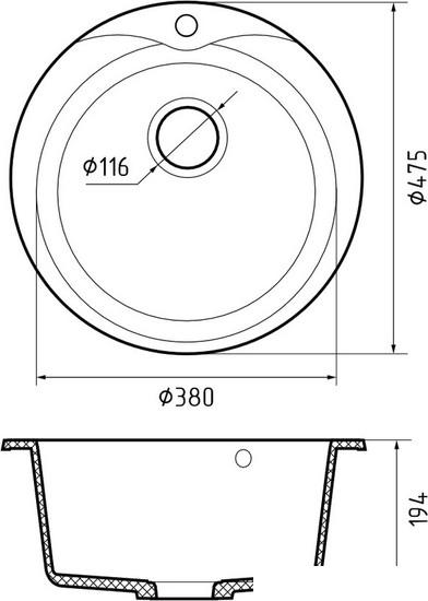 Кухонная мойка GranFest Rondo GF-R480 (кашемир)- фото3