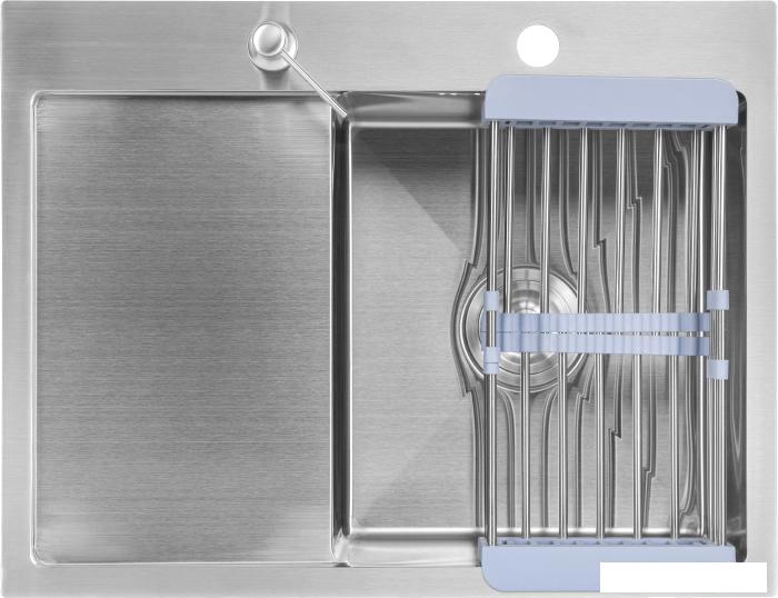 Кухонная мойка Saniteco 6550-R (с сифоном, дозатором и коландером)- фото