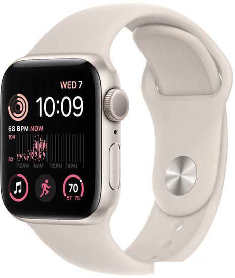 Умные часы Apple Watch SE 2 40 мм (алюминиевый корпус, звездный свет/звездный свет, спортивный силиконовый ремешок S/M)- фото
