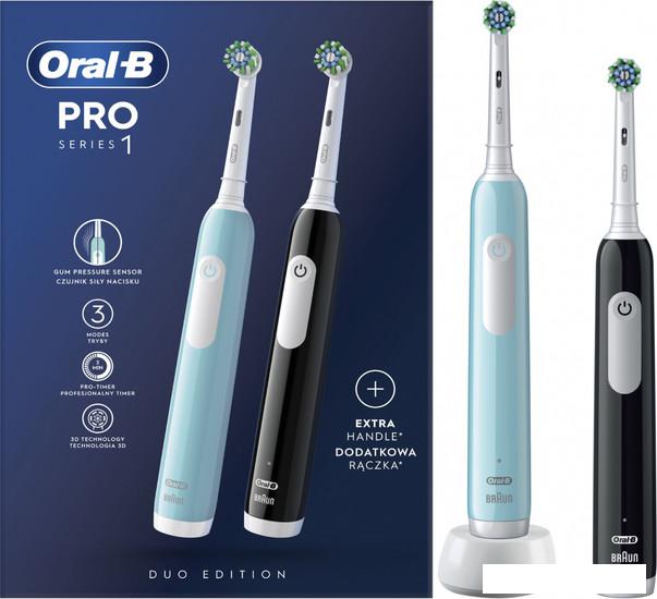 Комплект зубных щеток Oral-B Pro Series 1 D305.523.3H (2 шт, черный/бирюзовый)- фото