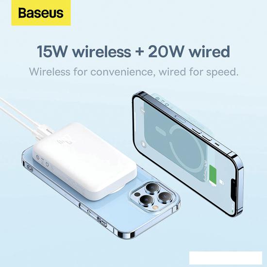 Внешний аккумулятор Baseus Magnetic Mini Wireless Fast Charge Power Bank 10000mAh 20W (черный)- фото4