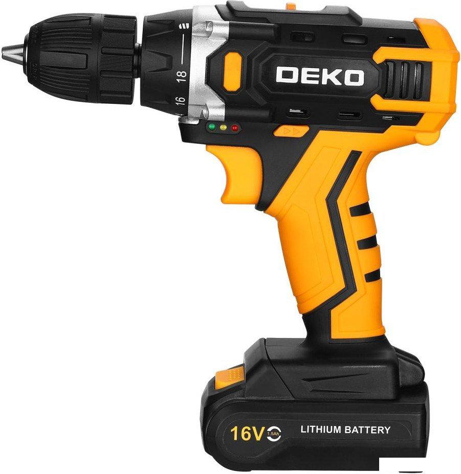 Дрель-шуруповерт Deko Sharker 16V Set 63 083-1041 (с 2-мя АКБ, кейс)- фото4