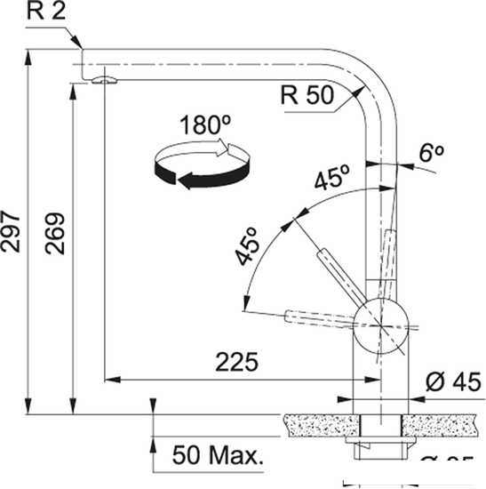 Смеситель Franke Atlas Neo поворотный излив (нержавеющая сталь)- фото2