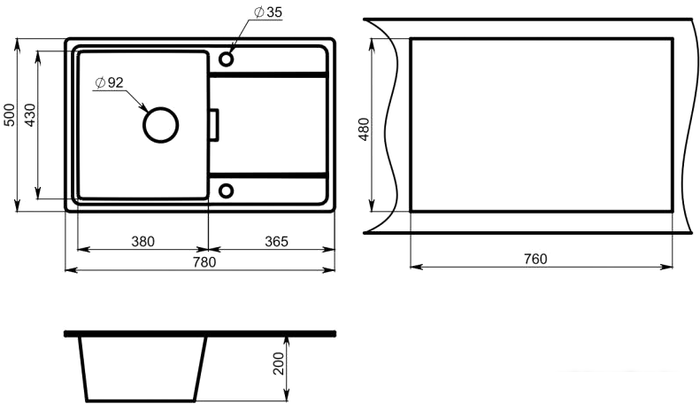 Кухонная мойка Granula 7804 (эспрессо)- фото2