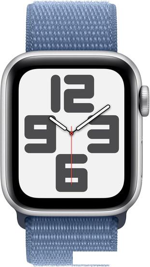 Умные часы Apple Watch SE 2 40 мм (алюминиевый корпус, серебристый/синий шторм, нейлоновый ремешок)- фото2