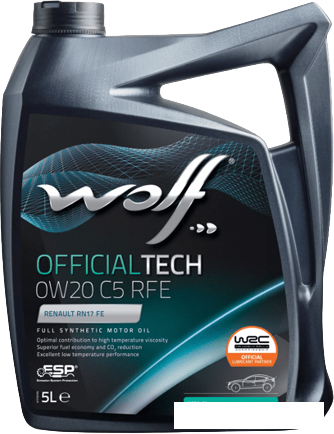 Моторное масло Wolf OfficialTech 0W-20 C5 RFE 5л