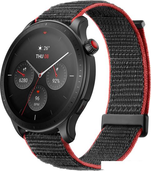 Умные часы Amazfit GTR 4 (черный, с черным нейлоновым ремешком)- фото