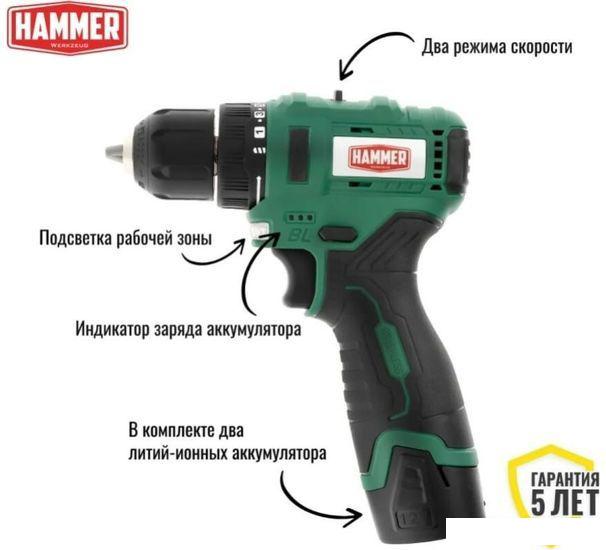 Дрель-шуруповерт Hammer ACD12BL (с 2-мя АКБ, кейс)- фото4