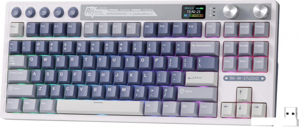 Клавиатура Royal Kludge M87 RGB Ocean Blue (RK Cream)- фото2