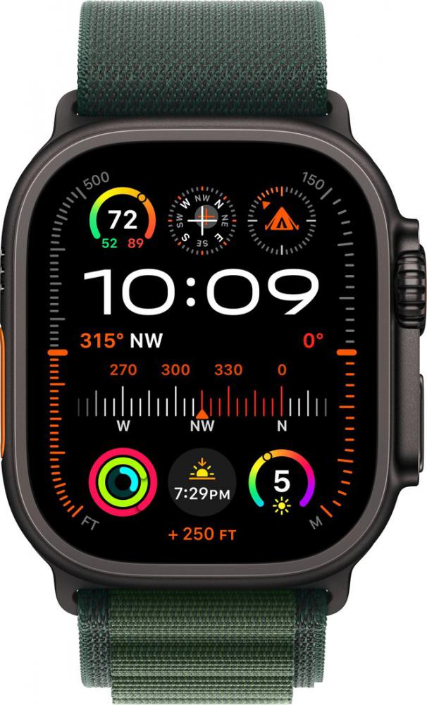 Умные часы Apple Watch Ultra 2 LTE 49 мм (титановый корпус, черный/темно-зеленый, ремешок из полиэстера L)- фото2