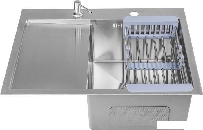 Кухонная мойка Saniteco 6550-R (с сифоном, дозатором и коландером)- фото2