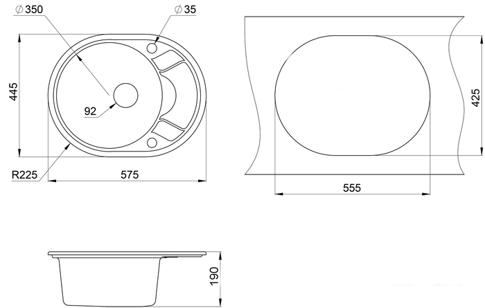 Кухонная мойка Granula 5802 (шварц)- фото2
