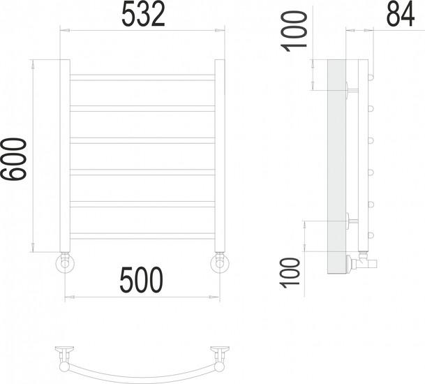 Полотенцесушитель TERMINUS Классик П6 500x600 нп (сатин)- фото2