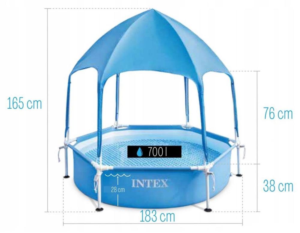 Каркасный бассейн Intex Metal Frame с навесом 28209NP (183x38)- фото3