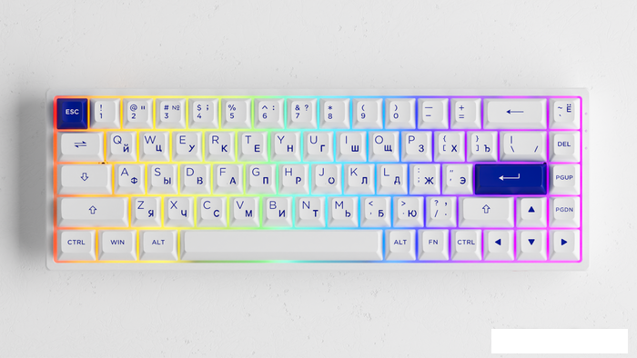 Клавиатура Akko 3068B Plus White & Blue (Akko CS Jelly Pink)- фото2