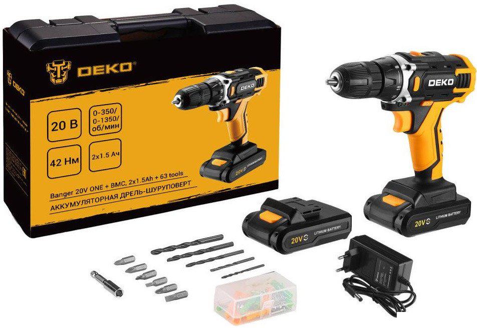 Дрель-шуруповерт Deko Banger 20V ONE + Set 63 083-1043 (с 2-мя АКБ, кейс)- фото