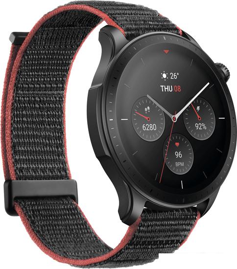 Умные часы Amazfit GTR 4 (черный, с черным нейлоновым ремешком)- фото4