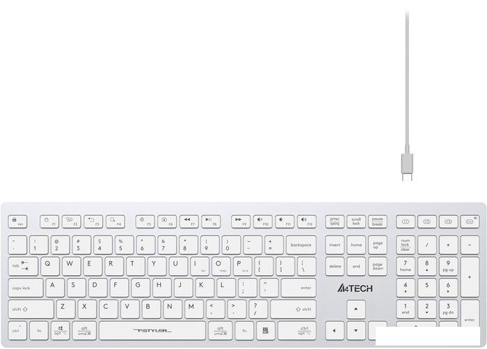 Клавиатура A4Tech Fstyler FBX50C (серебристый/белый)- фото2