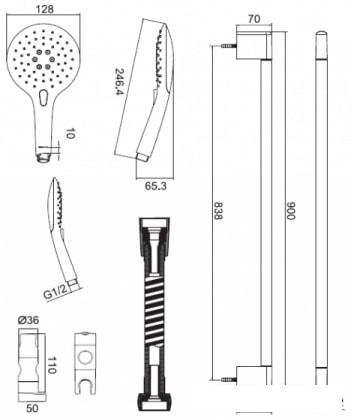 Душевой гарнитур Bravat Fresh D157CP- фото2
