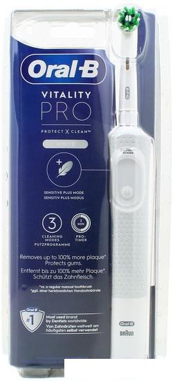 Электрическая зубная щетка Oral-B Vitality Pro D103.413.3 Cross Action Protect X Clean White 4210201427209 (белый)- фото2