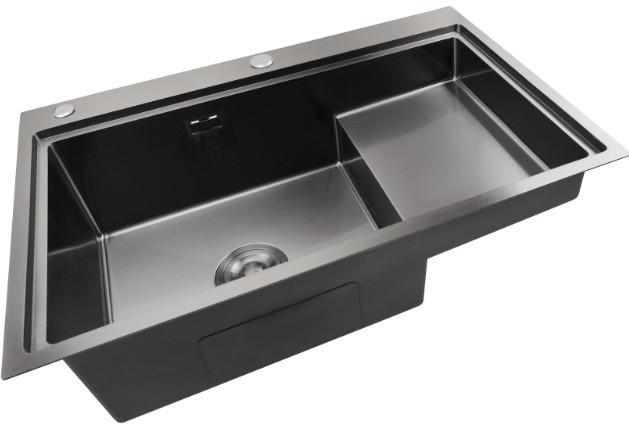 Кухонная мойка Stellar S7550NB-TU-L (нано черный, с доской)- фото3