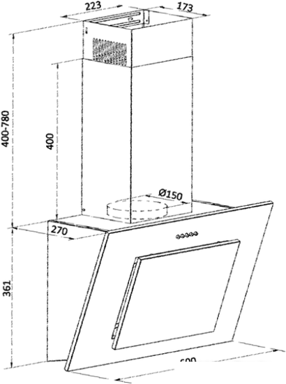 Кухонная вытяжка Weissgauff Gamma 60 PB BL- фото2