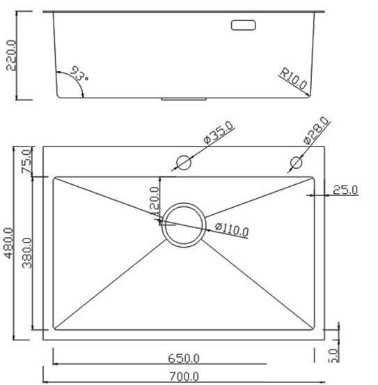Кухонная мойка Roxen Simple 560220-70B- фото2