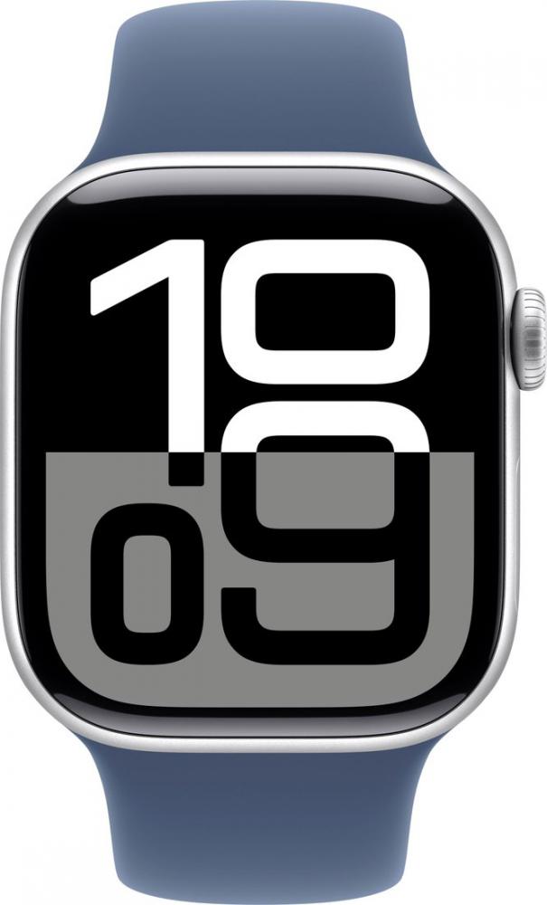 Умные часы Apple Watch Series 10 42 мм (алюминиевый корпус, серебристый/синий, спортивный силиконовый ремешок S/M)- фото2