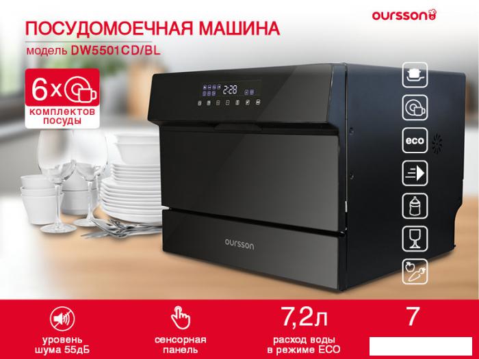 Настольная посудомоечная машина Oursson DW5501CD/BL- фото